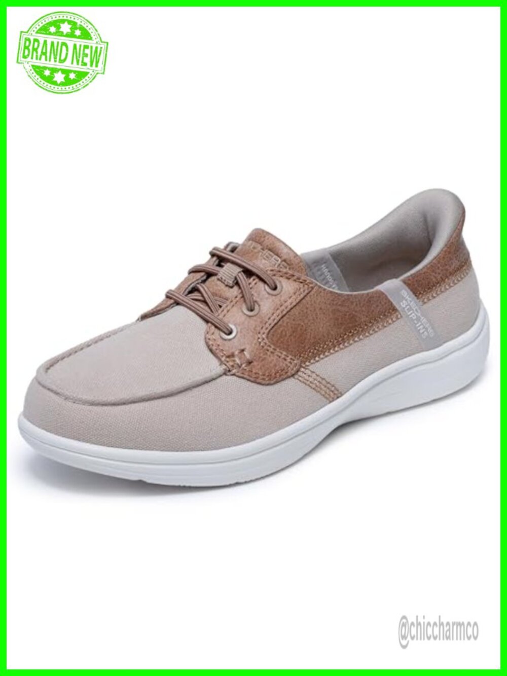 Hands Free Slip-On Vegan Leather Saddle Boat Shoe Machine Washable Comfort